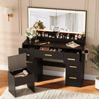 45.9 Makeup Vanity Desk, Vanity Desk with Large Mirror, 3 Lighting Modes Adjustable Brightness, 8 Drawers, for Powder Room and Bedroom