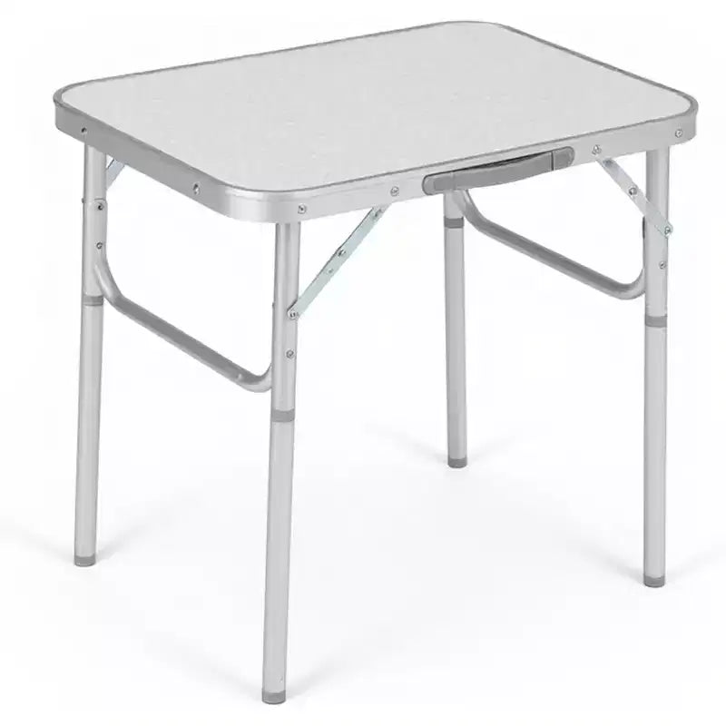 Petite table pliante avec hauteur réglable, cadre léger en aluminium, table de camping portable avec poignée de transport, argent