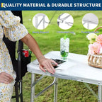 Petite table pliante avec hauteur réglable, cadre léger en aluminium, table de camping portable avec poignée de transport, argent