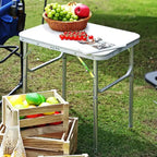 Petite table pliante avec hauteur réglable, cadre léger en aluminium, table de camping portable avec poignée de transport, argent