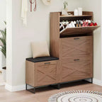 Banc de rangement pour chaussures, banc d'entrée en bois avec 4 tiroirs basculants et siège rembourré, meuble de rangement pour chaussures dissimulé pour couloir et salon