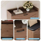Banc de rangement pour chaussures, banc d'entrée en bois avec 4 tiroirs basculants et siège rembourré, meuble de rangement pour chaussures dissimulé pour couloir et salon