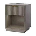 Table de chevet grise en MDF à 1 tiroir, 48 cm L, avec ports USB