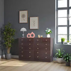 Commode 6 tiroirs en panneaux de particules marron, 66 cm (L)
