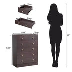 Commode 6 tiroirs en panneaux de particules marron, 66 cm (L)