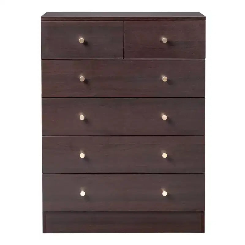 Commode 6 tiroirs en panneaux de particules marron, 66 cm (L)