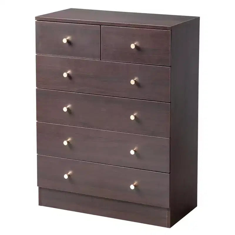 Commode 6 tiroirs en panneaux de particules marron, 66 cm (L)