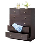 Commode 6 tiroirs en panneaux de particules marron, 66 cm (L)