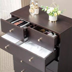 Commode 6 tiroirs en panneaux de particules marron, 66 cm (L)