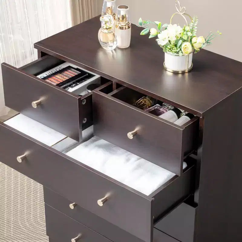 Commode 6 tiroirs en panneaux de particules marron, 66 cm (L)