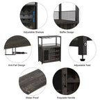 Meuble de bar à vin 3 niveaux avec casier à vin et espace de rangement, buffet avec porte-verres et porte grillagée, pour cuisine, salon et bar