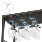 Meuble de bar à vin 3 niveaux avec casier à vin et espace de rangement, buffet avec porte-verres et porte grillagée, pour cuisine, salon et bar