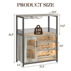 Meuble de bar à vin 3 niveaux avec casier à vin et espace de rangement, buffet avec porte-verres et porte grillagée, pour cuisine, salon et bar
