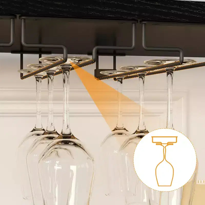 Meuble de bar à vin 3 niveaux avec casier à vin et espace de rangement, buffet avec porte-verres et porte grillagée, pour cuisine, salon et bar