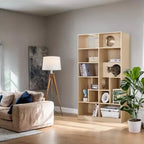 Étagère moderne avec litière pour chat, vitrine avec arbre à chat, bibliothèque 2-en-1 pour salon, chambre à coucher, naturel