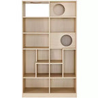 Étagère moderne avec litière pour chat, vitrine avec arbre à chat, bibliothèque 2-en-1 pour salon, chambre à coucher, naturel