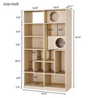 Étagère moderne avec litière pour chat, vitrine avec arbre à chat, bibliothèque 2-en-1 pour salon, chambre à coucher, naturel