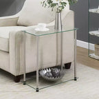 HomeStock 24 in.H Silver Color Rectangle Glass Table Top End Table 1 -piece