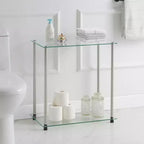 Guéridon rectangulaire en verre argenté de 24 po, 2 niveaux, 1 pièce