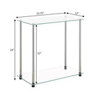 Guéridon rectangulaire en verre argenté de 24 po, 2 niveaux, 1 pièce