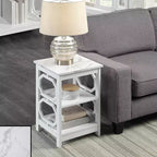 Table d'appoint rectangulaire en bois blanc de 60,3 cm avec étagères, 1 pièce