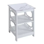 Table d'appoint rectangulaire en bois blanc de 60,3 cm avec étagères, 1 pièce