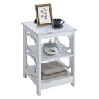 Table d'appoint rectangulaire en bois blanc de 60,3 cm avec étagères, 1 pièce