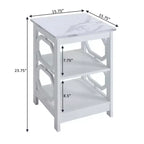 Table d'appoint rectangulaire en bois blanc de 60,3 cm avec étagères, 1 pièce
