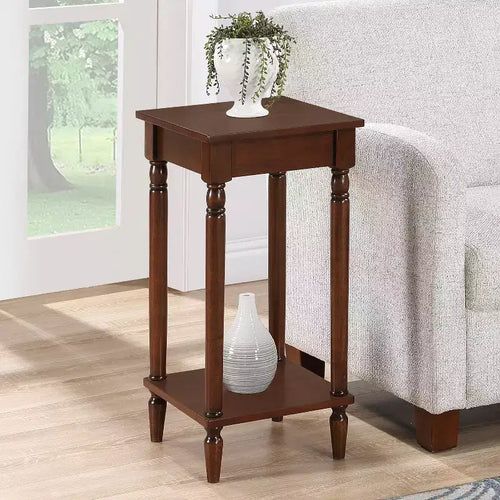 Table d'appoint rectangulaire en bois marron de 28 po avec étagère, 1 pièce