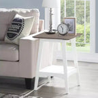 HomeStock 24 in.H White Color Rectangle Wood Table Top End Table 1 -piece