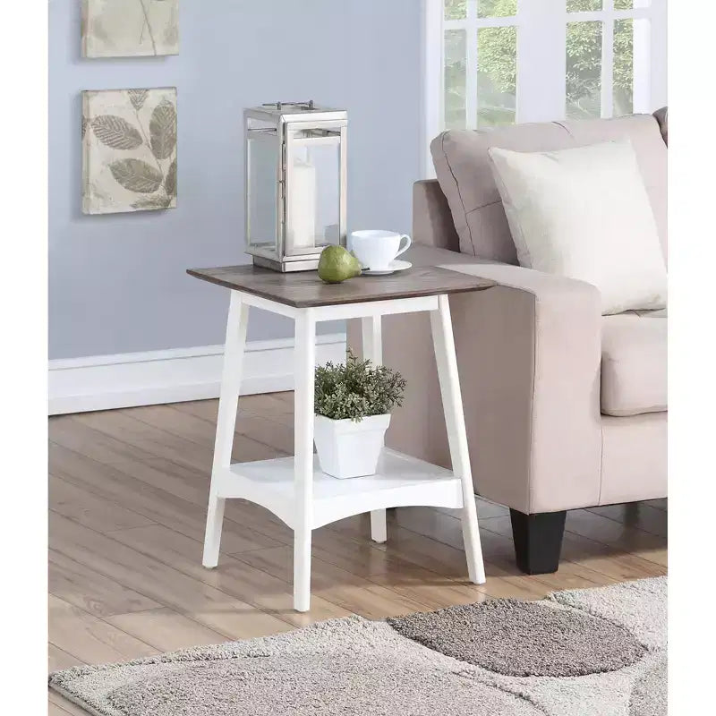 Table d'appoint rectangulaire en bois blanc de 24 po, 1 pièce