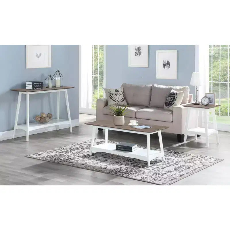 Table d'appoint rectangulaire en bois blanc de 24 po, 1 pièce