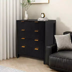 Dresser, Chest of Drawers, 4 Drawer Dresser, Waveform Fluted Panel Wood Dresser, Modern Dressers for Storage Drawers for Bedroom, Closet Living Room