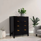 Commode, Commode 4 tiroirs, Commode en bois à panneaux cannelés Waveform, Commodes modernes avec tiroirs de rangement pour chambre, dressing, salon