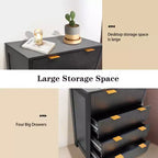 Commode, Commode 4 tiroirs, Commode en bois à panneaux cannelés Waveform, Commodes modernes avec tiroirs de rangement pour chambre, dressing, salon