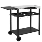 NAYSAYE Bar Serving Cart Outdoor Kitchen Island with Stainless Steel Top and Storage for Patio , Black, 48*24.4*33.1