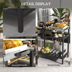 Desserte de bar îlot de cuisine extérieur avec plateau en acier inoxydable et rangement pour patio, noir, 48"x24.4"x33.1"