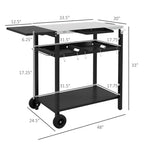 Desserte de bar îlot de cuisine extérieur avec plateau en acier inoxydable et rangement pour patio, noir, 48"x24.4"x33.1"