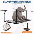 Supports de rangement suspendus pour garage, Supports en acier robustes à fixer au plafond, Hauteur réglable, Capacité de 272 kg, Noir