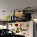 Supports de rangement suspendus pour garage, Supports en acier robustes à fixer au plafond, Hauteur réglable, Capacité de 272 kg, Noir