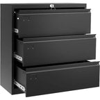 Meuble de classement latéral à 3 tiroirs avec serrure, organisateur de rangement en métal pour dossiers format lettre/légal/A4, armoire de bureau noire peu encombrante