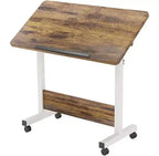 Bureau pliable mobile, bureau portable réglable en hauteur de 66 à 86 cm, poste de travail informatique roulant avec roulettes verrouillables pour bureau à domicile