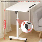 Bureau pliable mobile, bureau portable réglable en hauteur de 66 à 86 cm, poste de travail informatique roulant avec roulettes verrouillables pour bureau à domicile