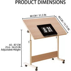 Bureau pliable mobile, bureau portable réglable en hauteur de 66 à 86 cm, poste de travail informatique roulant avec roulettes verrouillables pour bureau à domicile