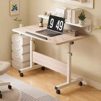 Bureau pliable mobile, bureau portable réglable en hauteur de 66 à 86 cm, poste de travail informatique roulant avec roulettes verrouillables pour bureau à domicile