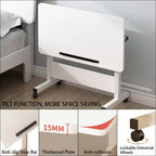 Bureau pliable mobile, bureau portable réglable en hauteur de 66 à 86 cm, poste de travail informatique roulant avec roulettes verrouillables pour bureau à domicile