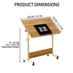 Bureau pliable mobile, bureau portable réglable en hauteur de 66 à 86 cm, poste de travail informatique roulant avec roulettes verrouillables pour bureau à domicile