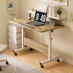 Bureau pliable mobile, bureau portable réglable en hauteur de 66 à 86 cm, poste de travail informatique roulant avec roulettes verrouillables pour bureau à domicile