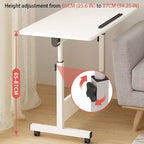 Bureau pliable mobile, bureau portable réglable en hauteur de 66 à 86 cm, poste de travail informatique roulant avec roulettes verrouillables pour bureau à domicile