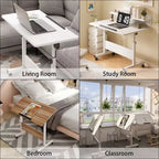 Bureau pliable mobile, bureau portable réglable en hauteur de 66 à 86 cm, poste de travail informatique roulant avec roulettes verrouillables pour bureau à domicile